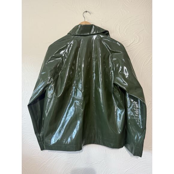 Noisy May Droplets Green PU Coated Rain Jacket Coat Size M Waterproof - Picture 4 of 6
